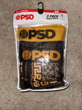 PSD Men's Black and Gold 2-Pack Boxer Briefs